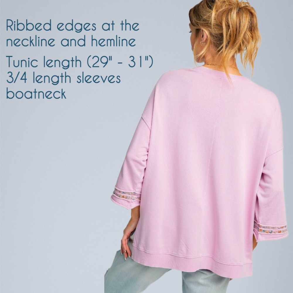EASEL "Peace Petals" Mineral Washed Cotton Side Slits Peace Sign Patch Raw Seams - Picture 2 of 11